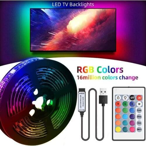 0.5M/2M/5M USB RGB LED Light 5V USB Flexible TV Backlight Lamp Mini 24Key RGB Controller For LED Strip Light Home Decoration