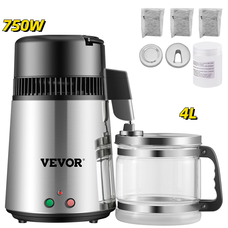 VEVOR 4L Pure Water Bottle Drinking Distiller Filter 304 Stainless Steel Purifier Softener Treatment Devices for Lab Home Office