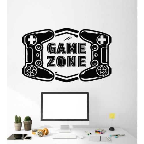 Vinyl Wall Decal Video Game Zone Joystick Playroom Gamer Wall Stickers for Playroom Kids Room Decoration Removable Mural C725