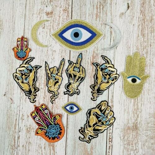 Iron-on embroidery eyes moon palm claw cartoon patches EE-23