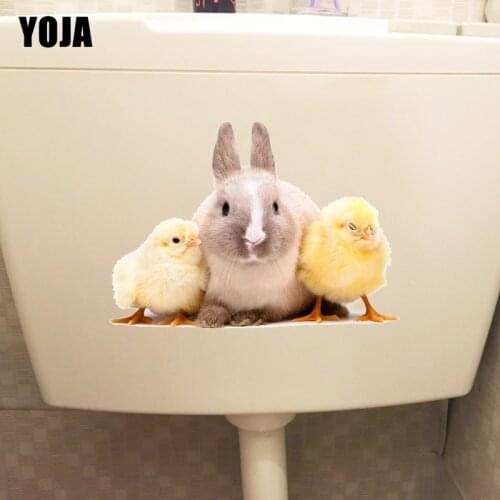 YOJA 24.9×17.6CM Cute Bunny Chick Aniaml Home Bedroom Wall Stickers Bathroom Decor Toilet Decal T1-3273