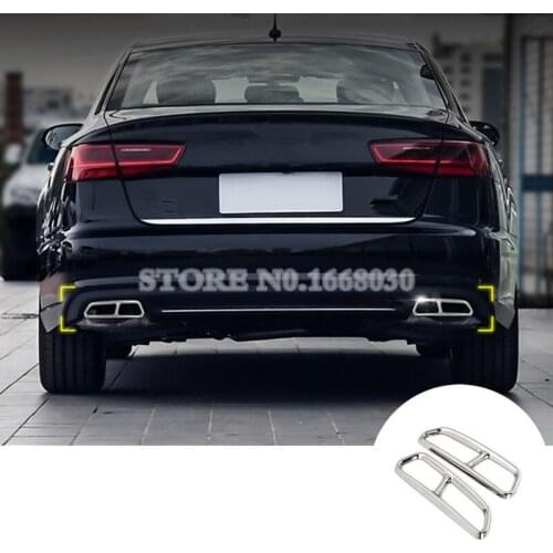 Rear Exhaust Muffler Tail Pipe Cover 2pcs For Audi A7 S7 2015-2018 Car Decoration Car Accesories Interior