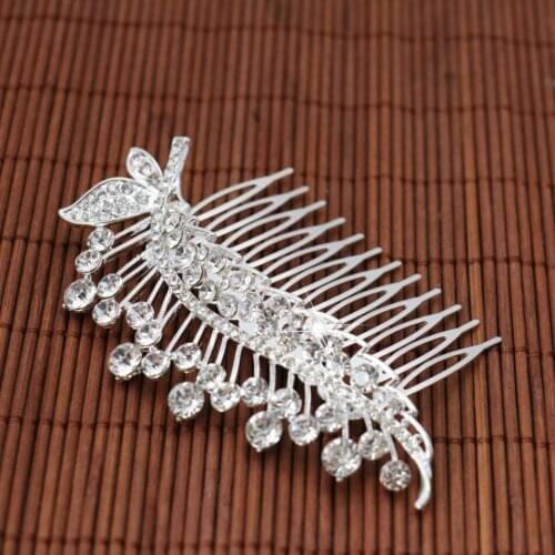 Charming Bride Hairdress Flower Hair Comb Leaves Hair pin Elegant Pearl Hair Clip Women Crystal Fashion Jewelry Hair Accessories