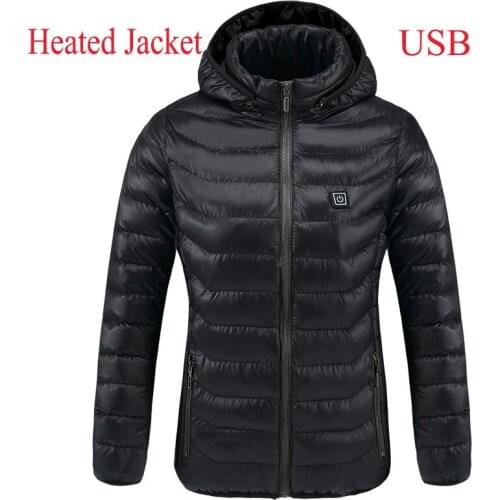 USB Womens Heated Jacket Couples Fishing Jacket Winter Mens Windproof Warm Outdoor Coat Smart Constant Temperature Washable