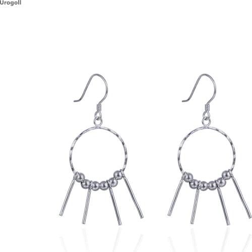 Fashion Women 925 Sterling Silver Jewelry Round Cylindrical Beads Sun Shape Earrings Inlaid Earring Silver Earrings For Girl
