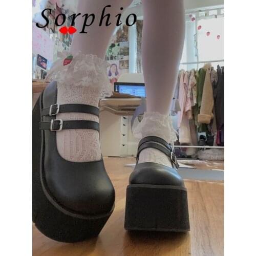 2021 Dropship Goth Girls Pumps For Women Buckle Platform Wedges Marry Janes Pumps Lolita Cute Sweet Summer Spring New Shoes