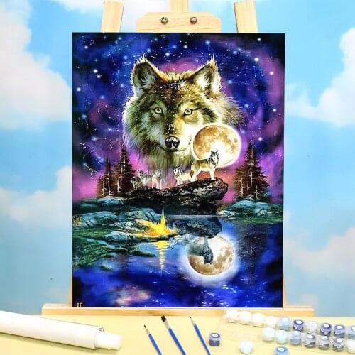Animal Wolf Paint By Numbers Complete Kit Oil Paints 40*50 Boards By Numbers Wall Decoration Crafts For Handicraft
