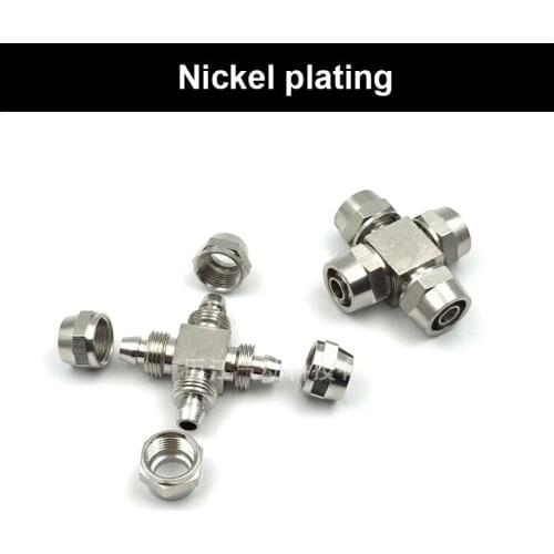 1PC 4mm 6mm 8mm 10mm 12mm Four Way Cross Brass Straight Pneumatic Pipe Hose Quick Coupler Connector Coupling Fitting