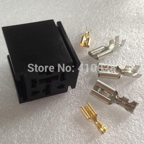10/50/100set - 80A Relay Holder general automotive relay socket 4PIN 5PIN 12V 24V 9.5mm +6.3mm relay socket
