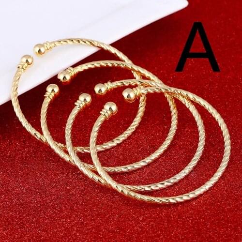 24k Gold Bangle For Women Dubai Bride Wedding Ethiopian 1 Pcs Bracelet Africa Bangle Arab Jewelry Charm Kids Bracelet