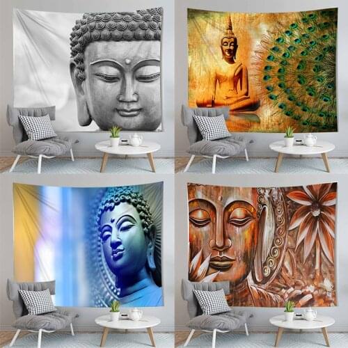 3D Buddha Statue Tapestry Wall Hanging Cloth Tapestries Carpet Home Decoration