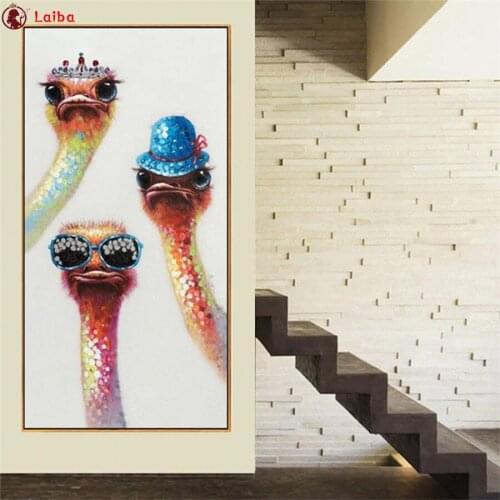 5D DIY Diamond Painting modern art animal cool Funny bird Ostrich cross stitch mosaic full square/round diamond embroidery
