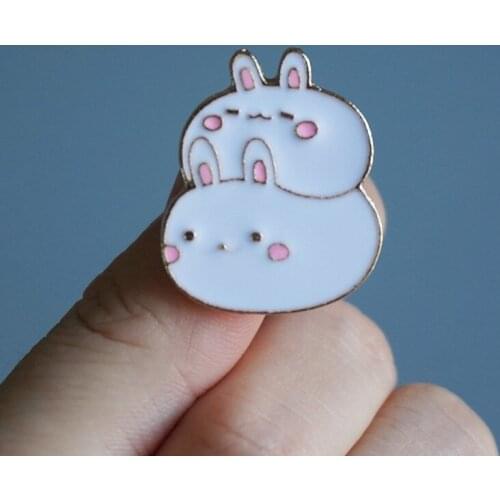 Fat Stacked Bunny Lapel Pin Rabbits Brooch T-Shirt Bags Badge Cartoon Animal Enamel Pins Jewelry Gift For Friends