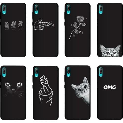 QAQsam Soft Silicone For Huawei Y7 2019 Case Cover Painting Matte Phone For Huawei Y7 Prime Pro 2019 Y72019 Cases Funda