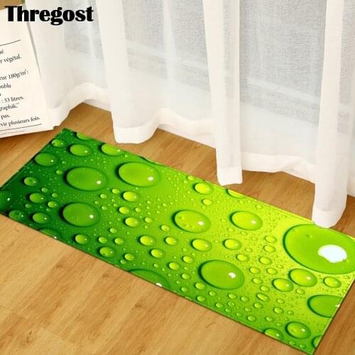 Thregost Green Long Floor Mats Scenic Print Home Living Room Bedroom Decor Anti-Slip Washroom Carpet Microfiber Kitchen Mat