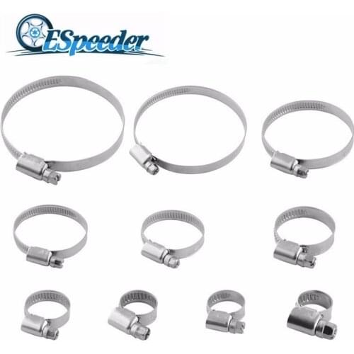 ESPEEDER High Quality Stainless Steel 201 Fuel Line Pipe Hose Clamp Worm Gear Clip Adjustable Screw Band Hose Pipe Fastener Hoop