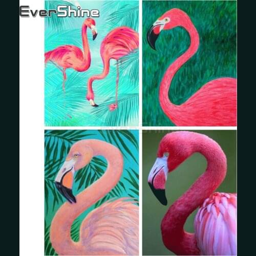 EverShine Diamond Painting Flamingo Cross Stitch Diamond Art Animals Embroidery Mosaic Kits Handwork Decoration For Home