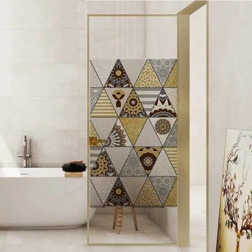 Geometric triangle Window film Frosted Privacy Glass Door Sticker Home Decor Digital print Morocco European GS038