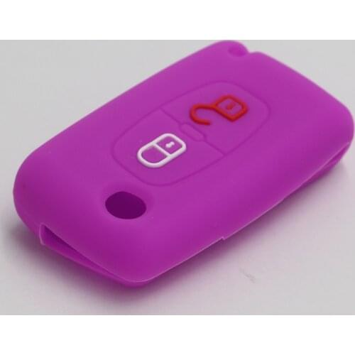 4PC 2 Buttons Silicone Car Key Case Cover Flip Remote Car Key Holder Shell Fob For Citroen PEUGEOT 308 207 307 3008 5008