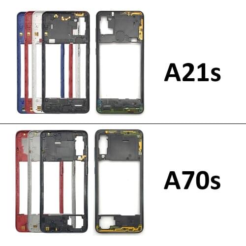 50Pcs/Lot，For Samsung A21S A31 A41 A70S Middle Frame Housing Case With Power Volume Side Button Key