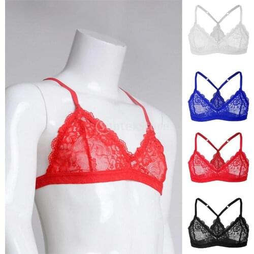 Sissy Lace Bra Bralette Wire-Free Bra Crossdress Gay Underwear