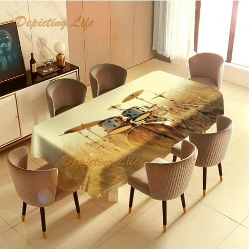Drumset in Field Table Cover for Kitchen Dining Party Home Decor Indoor outdoor Tablecloths