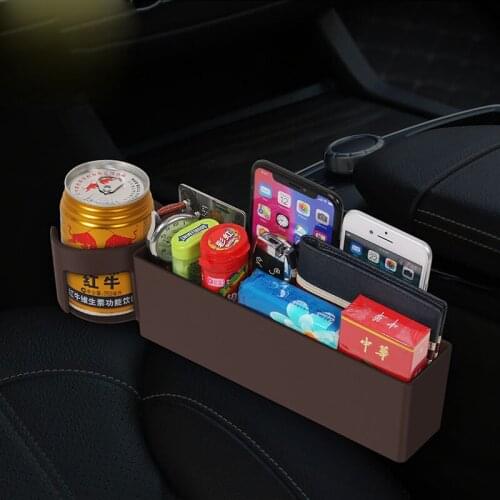 Car Seat Crevice Storage Box Slot Multi-function Organizer Car Foldable Quilted Cup Holder Car Interior Accessories Car Storage