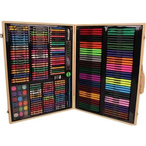 Childrens Brush Set Wooden Box Kindergarten Painting Tools Gift Art Supplies D08A