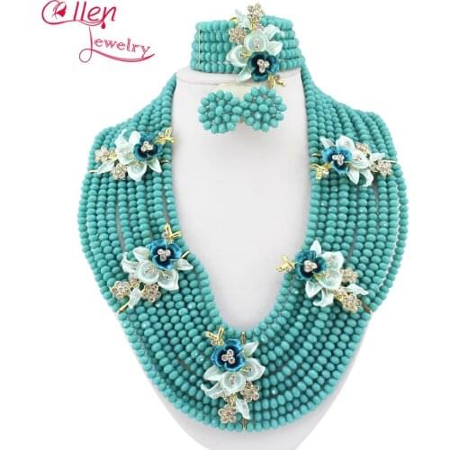 Statement African Nigerian Wedding bridal beads Jewelry Set African style Crystal beaded necklace women Jewelry set W6668