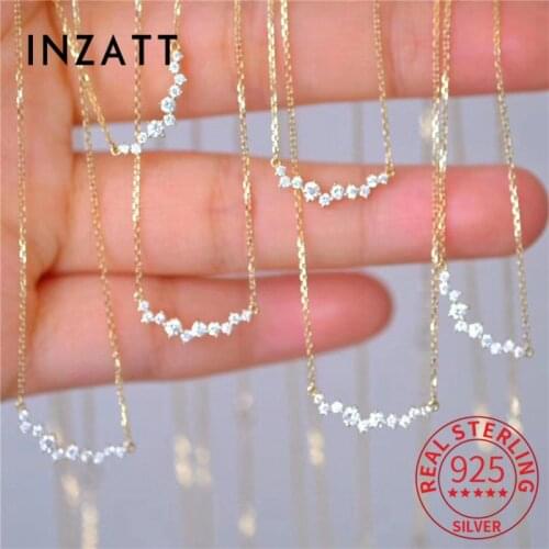 INZATT Real 925 Sterling Silver Geometric Zircon Round Necklace For Women Minimalist Fine Jewelry Punk Accessories Drop shipping