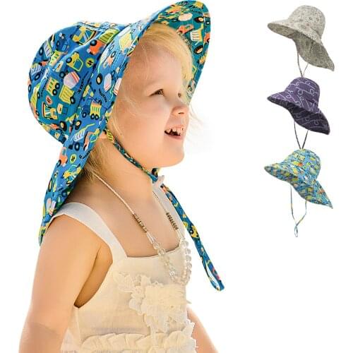 New Summer Baby Bucket Hat UV Protection Boys Cap Children Panama Outdoor Beach Girls Sun Hat Cartoon Infant Fisherman Cap 4.8