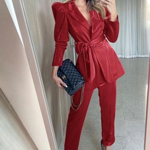 Womens New Fashion Solid Color Fashion Leather Waist Two-piece Casual Coat Womens Suit Jacket Elegant Work Clothes Suit Jacket