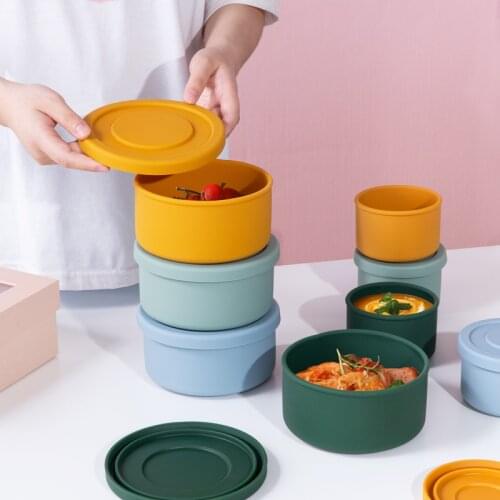 Food Grade With Lid Silicone Lunch Storage Bwol Feeding Dishes Plate Fresh-Keeping Portable Sealed Picnic Childrens Tableware