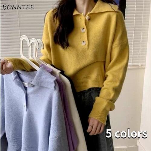 Pullovers Women All-match Sweaters 5 Colors Korean Style Knitting Cozy Daily Students Casual Solid Popular New Arrivals Female