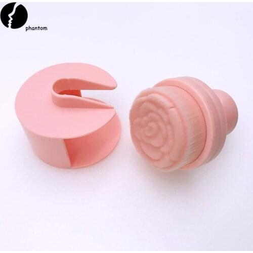 Romantic Pink Rose Flower Foundation Brush Face Cleaning Brush Round Signet Shaped Makeup Brush Portable Makeup Tool Drop Ship