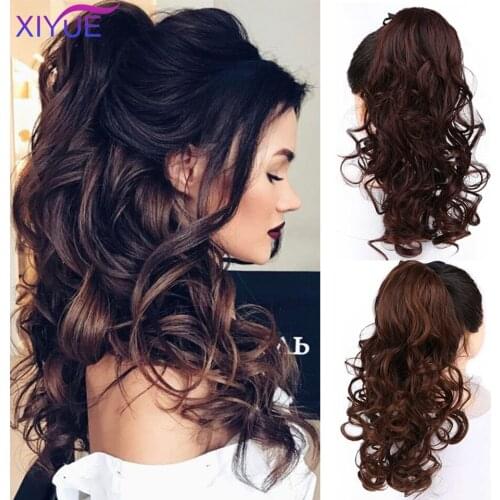 XIYUE Long Water Water Drawstring Ponytail Synthetic Hairpiece Pony Tail Hair Piece For Women Fake Bun Clip In Hair Extension
