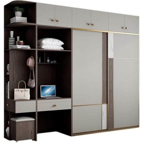 Light luxury wardrobe sliding door home bedroom with dresser integrated modern minimalist combination overall wardrobe wardrobe