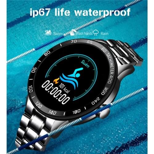 LIGE Steel Band Smart Watch Men Wrist Waterproof DIY Full Touch Fit Wristband Rate Heart Pressure Sports Monitoring Smartwatch