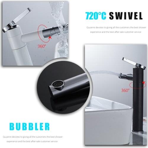 Vidric Basin Mixer Tap 720 Degree Rotate Type Basin Faucet White and Silver chrome Bathroom Faucets Single Hand Mixer Torneira