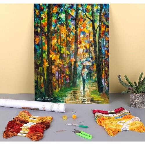 The Tale The Rain Printed Canvas 11CT Cross-Stitch Set Embroidery DMC Threads Needlework Handicraft Handmade Sewing Stamped