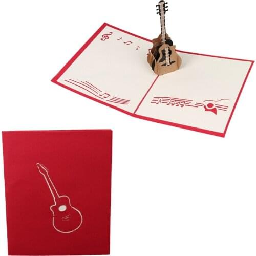 Unique Design 3D Retro Guitar Pop Up Greeting Card Birthday Wedding Baby Shower Valentine Pop Sep15