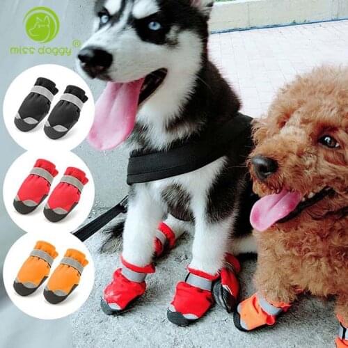Dog Shoes for Large Medium Dog Waterproof Anti-slip Dog Sneakers Outdoor Golden Retriever Labrador Reflective Pet Shoes