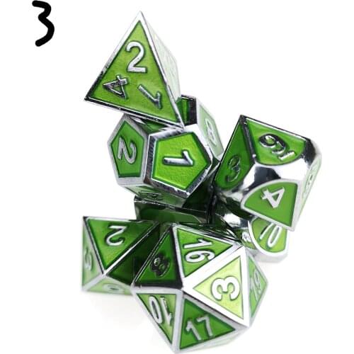 Standard 7-Die Set Green Metal Dice Collection for DND RPG MTG d&d Games