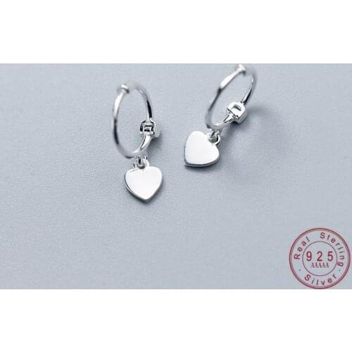 WANTME Simple Cute Genuine 100% 925 Sterling Silver Heart Love Stud Earrings for Women Young Girls Ear Clip Jewelry Teen Gift