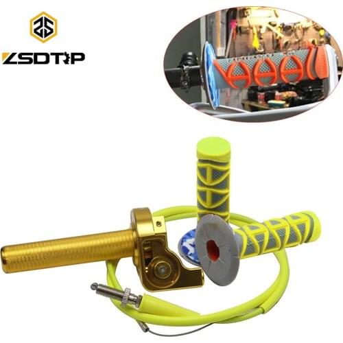 ZSDTRP 1 Pair 22mm Motorcycle Accelerator Throttle Grip Quick Twister + Throttle Cable + Grips for 50-250cc Dirt Bike