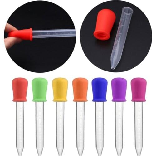1-10 Pcs 5ml Silicone Pipette Liquid Food Dropper Plastic Baby Feeding Medicine Dropper Spoon Burette Infant Utensils