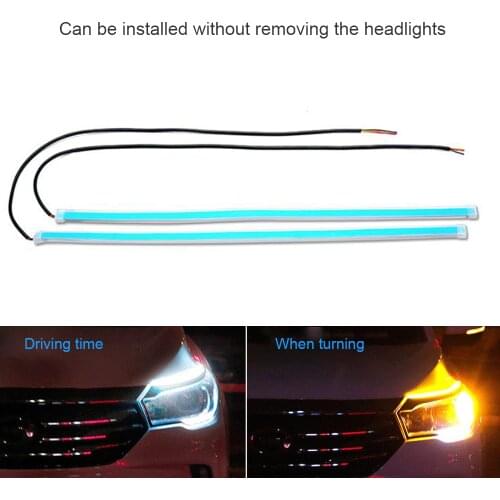 2pcs Led DRL Daytime Running Lights Turn Signal DRL Led Strip Car Light Accessories Brake Side Lights Headlights For Auto