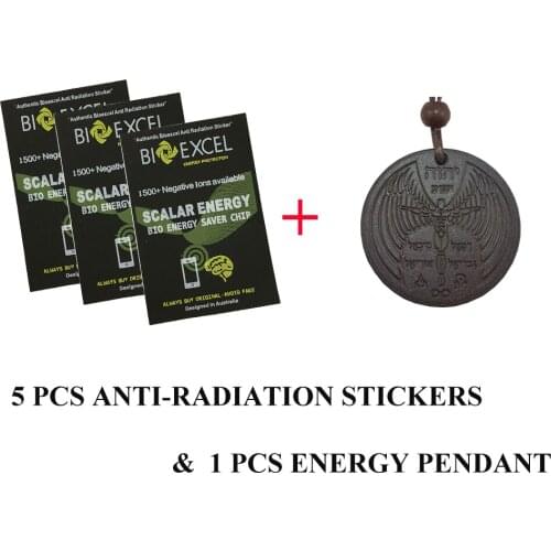 5pcs Bio Excel Sticker Anti Radiation Saver Chip Sticker for Mobile Phone with Energy Pendant Gift