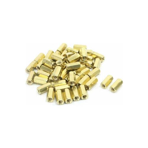 100 Pcs M3 x 10mm Female Thread Brass Pillar Hexagon Nut Standoff Spacer