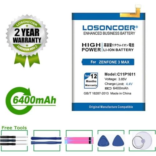 LOSONCOER Battery 6200mAh C11P1611 Battery For ASUS Zenfone 3 Max Z3 Max ZC520TL X008DB PegASUS 3 Z01B X008 X008D